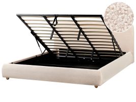 BIGNAC Ottoman Bedframe Boucle 180 x 200cm EU Super Kingsize Bed Light Beige