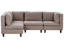 4 Seater Right Hand Modular Fabric Corner Sofa Brown UNSTAD