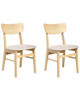 FILCOMBE Wooden Dining Chairs - Set of 2 - Light Brown with Beige
