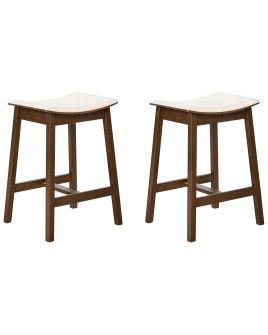 GLENDENWELL Wooden Bar Stools Set of 2 - White with Dark Brown