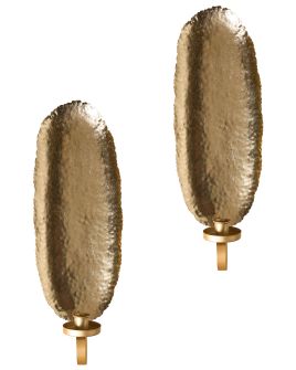 EFIJO Set of 2 Wall Candle Holders Metal 44 cm Gold