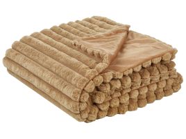 Bedspread RAKYA Faux Fur 200 x 220 cm Light Brown