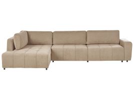 Corner Sofabed - INKVIN Right Hand Facing 4 Seater Fabric with Storage Brown