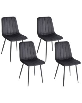 Set of 4 Dining Chairs KALISPELL Velvet Black