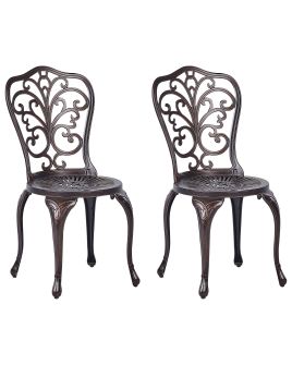 Set of 2 Garden Chairs TRIORA Metal Brown
