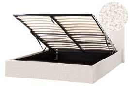 OREBY Ottoman Bed Boucle 140 x 200 cm (EU Double) Off-White