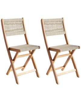 Set of 2 Garden Chairs PROSSEDI Folding Acacia Wood Beige