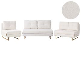 COMDEN Boucle Fabric 3 Seater 2 Seater and 1 Seater Sofa Set - Off White