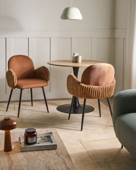 BILARO Fabric Dining Chairs Set of 2 - Brown