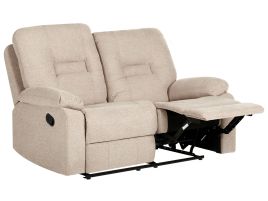 2 Seater Fabric Manual Recliner Sofa Beige BERGEN