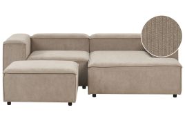 Corner Sofa - TROMSO Left Hand Facing 3 Seater Modular Jumbo Cord with Ottoman Taupe