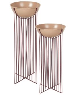 Set of 2 Elevated Plant Pots FICARIA Metal 22 cm Pink