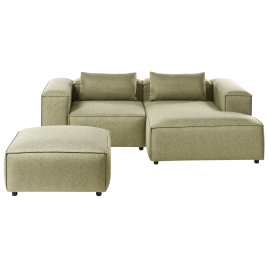COMLEIGH Fabric 3 Seater L Shaped Corner Sofa - Light Green, Left Hand Facing