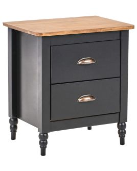2 Drawer Bedside Table SHILLINGTON Pine Wood Brown/ Black