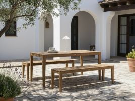 BRAVENTO Garden 6 Seater Table and Bench Set - Light Brown