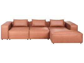 COMLEIGH Faux Leather 4 Seatrer L Shaped Corner Sofa - Brown, Right Hand Facing