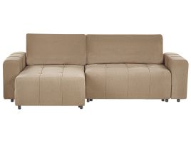 Corner Sofabed - INKVIN Right Hand Facing 3 Seater Fabric with Storage Brown