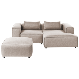 COMLEIGH Fabric 3 Seater L Shaped Corner Sofa - Light Brown, Left Hand Facing