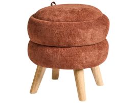 HAMBERLEIGH Chenille Fabric Storage Footstool - Golden Brown