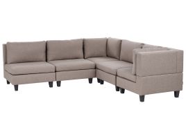 5-Seater Left Hand Modular Corner Sofa Brown UNSTAD
