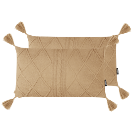 CAESIALA Cotton Fabric Decorative Cushion Set of 2 - Beige