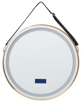 LED Bathroom Mirror DAROIS 60 cm 60 cm With Built-In Bluetooth Speaker Gold