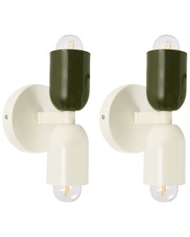 EASTMEREFORD Metal Set of 2 Wall Lamps - White