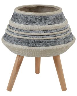 Elevated Plant Pot ATHAEA Ceramic 37 cm Beige