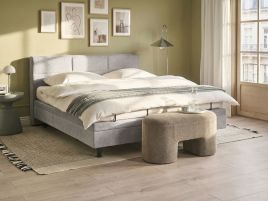 DIKUXA Super Kingsize Ottoman Adjustable Fabric Bedframe - Light Grey