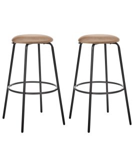 Set of 2 Bar Stools MORTON Velvet Light Brown