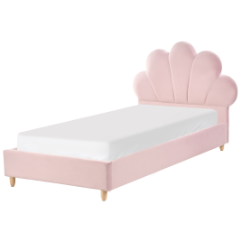 NOVEN Single Velvet Kids Bed - Pink