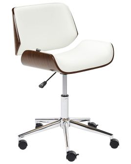 Faux Leather Office Chair Dark Wood and White TOTOWA