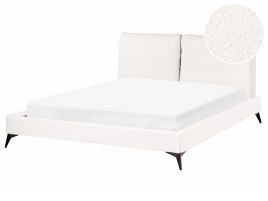 AMELLE Bedframe Boucle 160 x 200cm EU Kingsize Bed Off-White