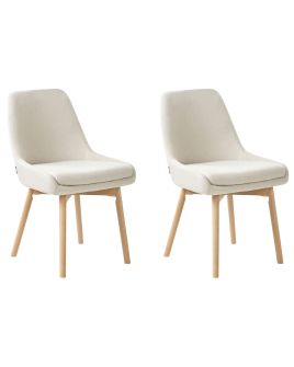 Set of 2 Fabric Dining Chairs Off White MELFORT