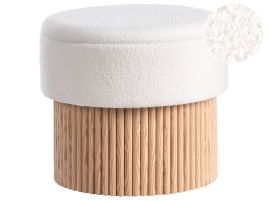 CLAREMERE Boucle Fabric Storage Footstool - Off White