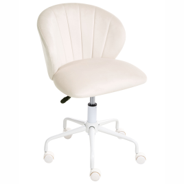 CHEERLON Velvet Office Chair - Off White