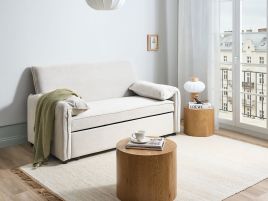 BASARO Fabric 2 Seater Sofabed - Off White