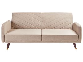 3 Seater Sofabed - LUNZA Faux Linen Light Brown