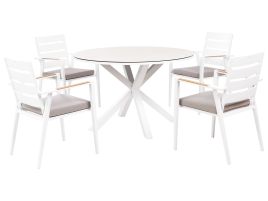 Garden Dining Set 4 Seater MALETTO/TAVIANO with Cushions Metal Grey