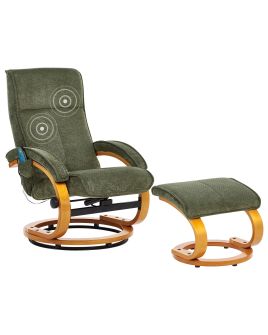 Massage Chair HERO with Footstool Fabric Green