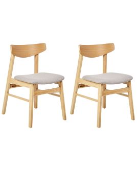 Set of 2 Dining Chairs SMILEY Wood Light Grey