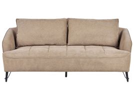 3 Seater Fabric Sofa Brown HOBRO