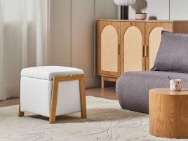 BOJAXO Boucle Ottoman Storage Pouffe - White