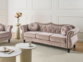 BAPIVO Velvet 3 Seater Sofa - Taupe