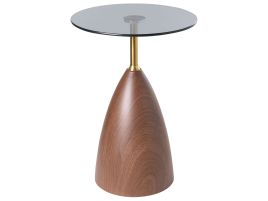 CRANFORDEN Side Table Tempered Glass - Brown with Black