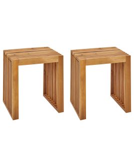 Set of 3 Garden Stools BELLANO Acacia Wood Brown