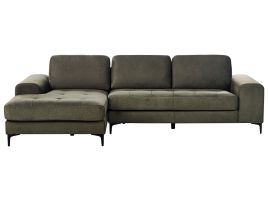 Right Hand Fabric Corner Sofa Dark Green KIRUNA