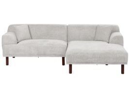 Left Hand Fabric Corner Sofa Light Grey HOLT