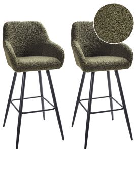 GEDDINGWELL Boucle Fabric Bar Chairs Set of 2 - Dark Green