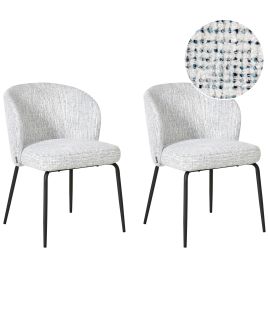 FARWORTH Fabric Dining Chairs - Set of 2 - White with Blue